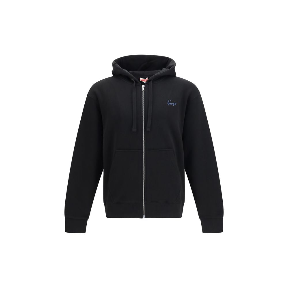 Sweatshirt Hoodie by Kenzo for men in cotton black & signature features a authentic silhouette, showcasing a sophisticated hooded neckline and authentic detail for a refined finish.