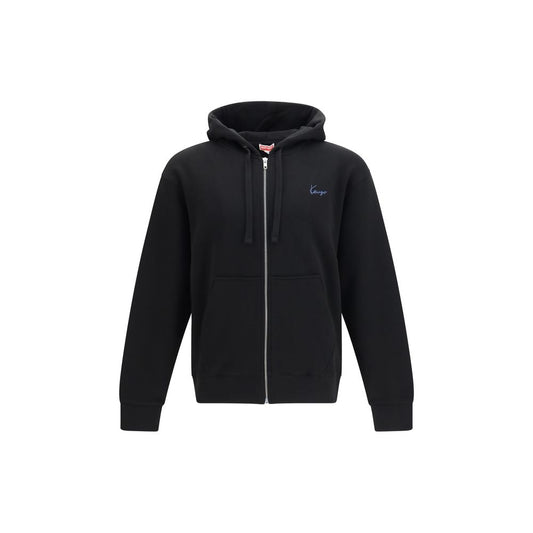 Sweatshirt Hoodie by Kenzo for men in cotton black & signature features a authentic silhouette, showcasing a sophisticated hooded neckline and authentic detail for a refined finish.
