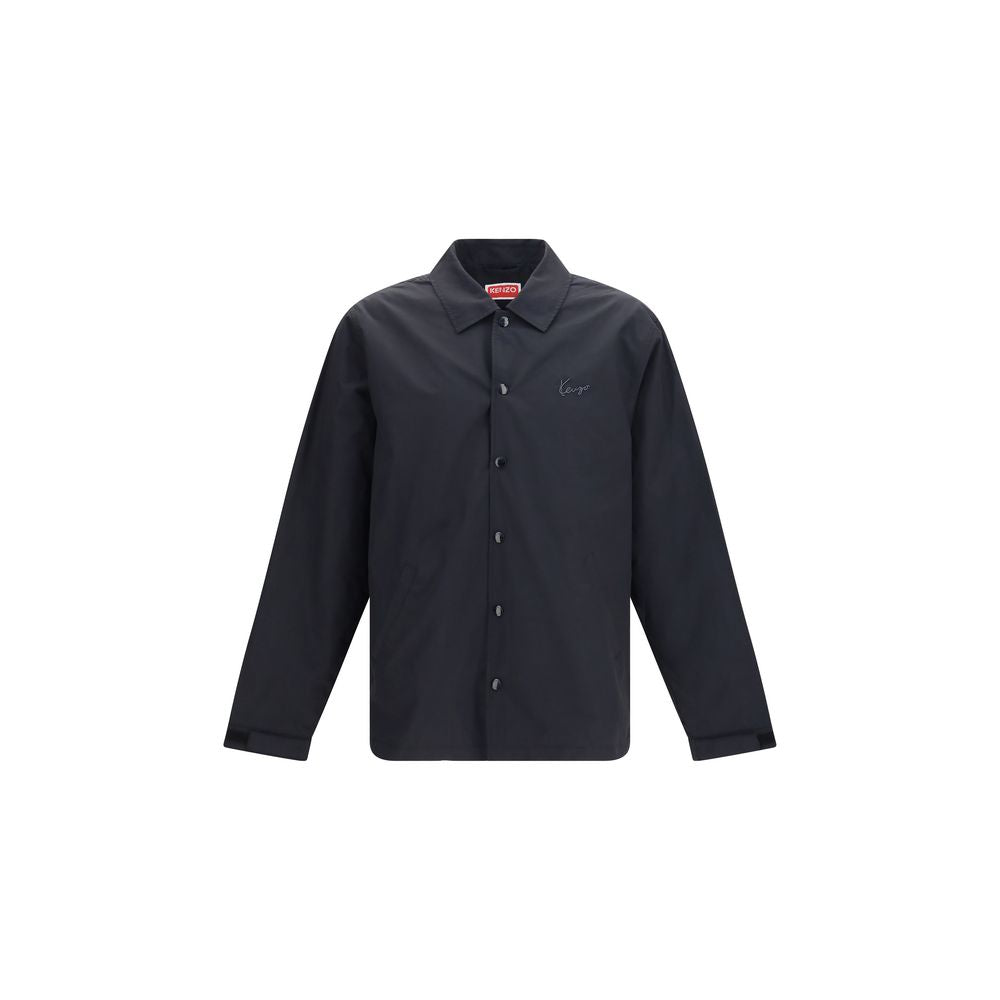Jacket by Kenzo for men in nylon & cotton black & signature showcases a contemporary silhouette, detailed with a contemporary and premium lightweight & pockets for a sophisticated finish.