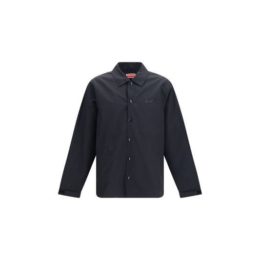 Jacket by Kenzo for men in nylon & cotton black & signature showcases a contemporary silhouette, detailed with a contemporary and premium lightweight & pockets for a sophisticated finish.
