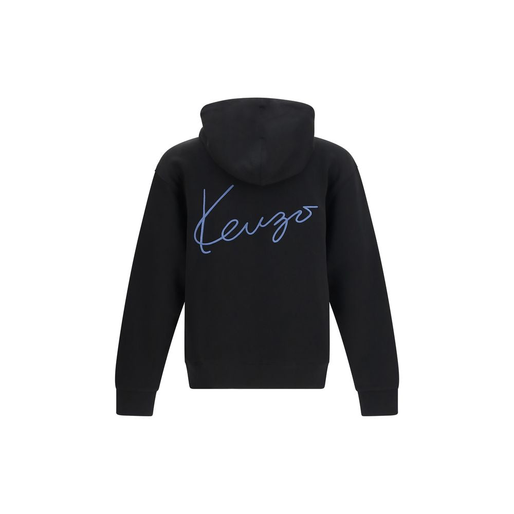 Sweatshirt Hoodie by Kenzo for men in cotton black & signature features a slouchy chic silhouette, detailed with a slouchy chic and a signature hooded neckline for an elevated aesthetic.