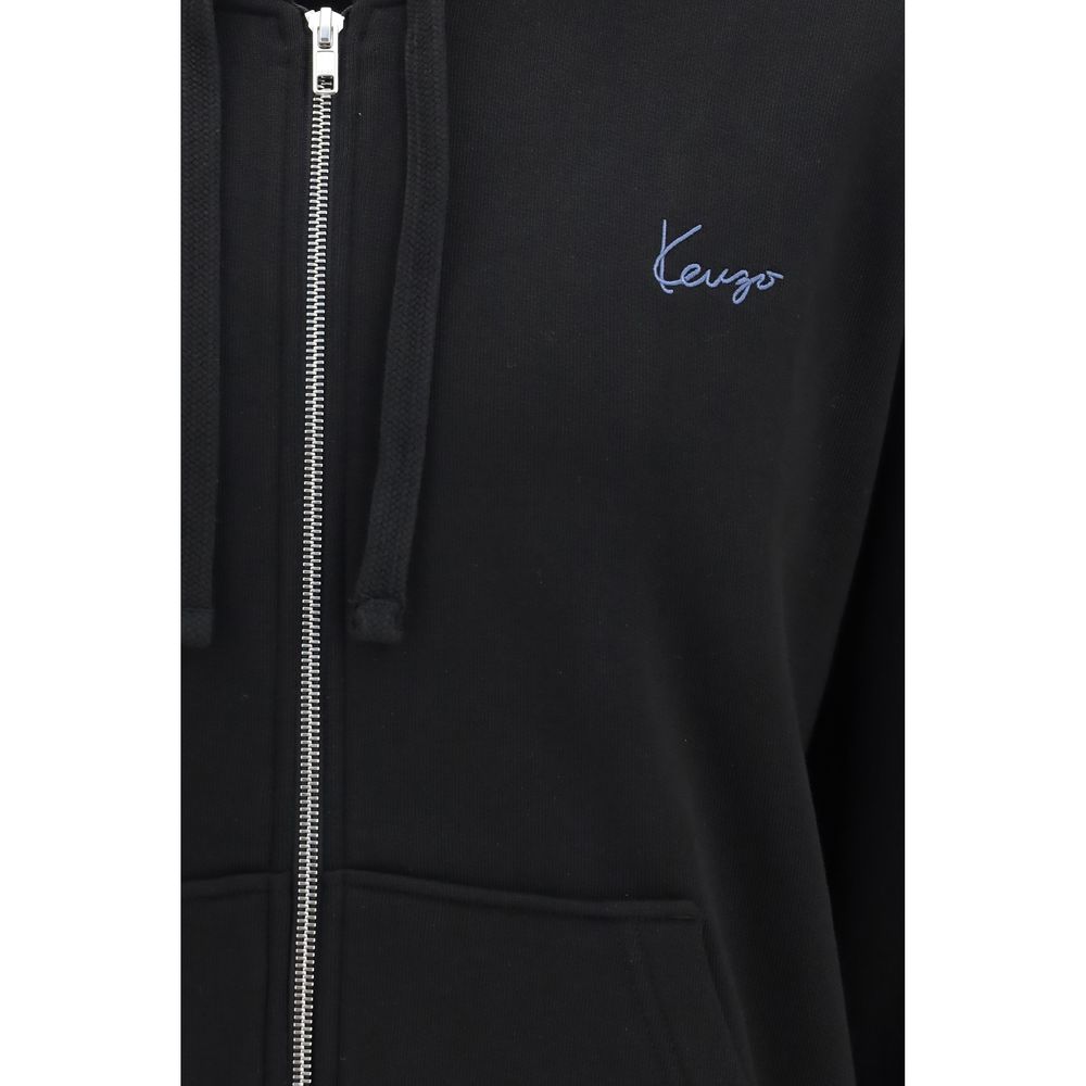 Sweatshirt Hoodie by Kenzo for men in cotton black & signature features a edgy silhouette, detailed with a edgy hooded neckline and for a refined finish.