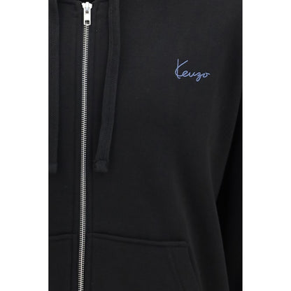 Sweatshirt Hoodie by Kenzo for men in cotton black & signature features a edgy silhouette, detailed with a edgy hooded neckline and for a refined finish.