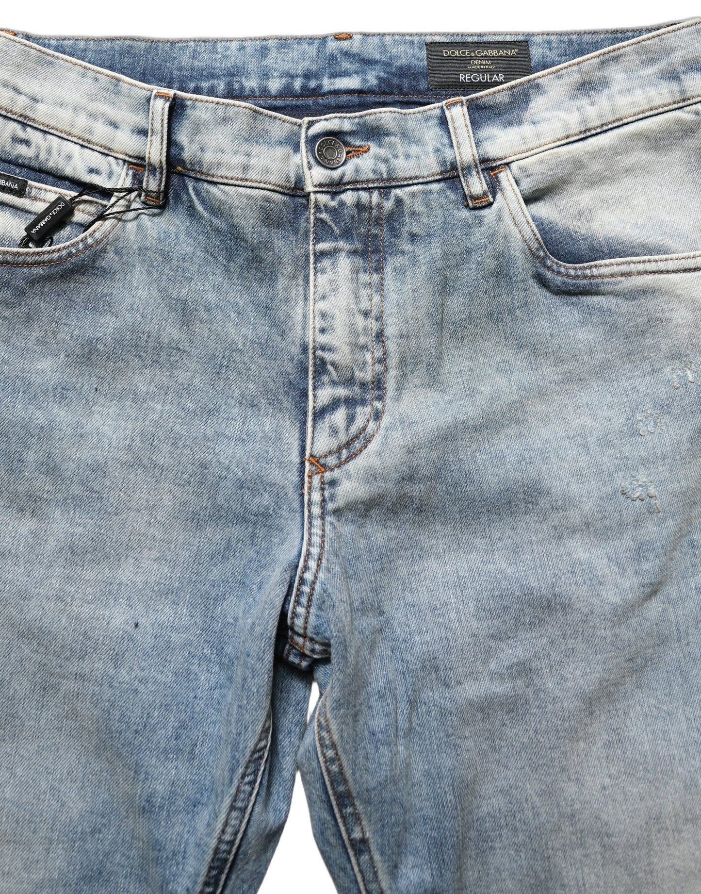 Dolce & Gabbana Blue Washed Mid Waist Straight Men Denim Jeans