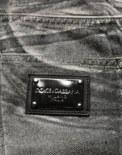 Dolce & Gabbana Grey Washed Mid Waist Straight Denim Jeans