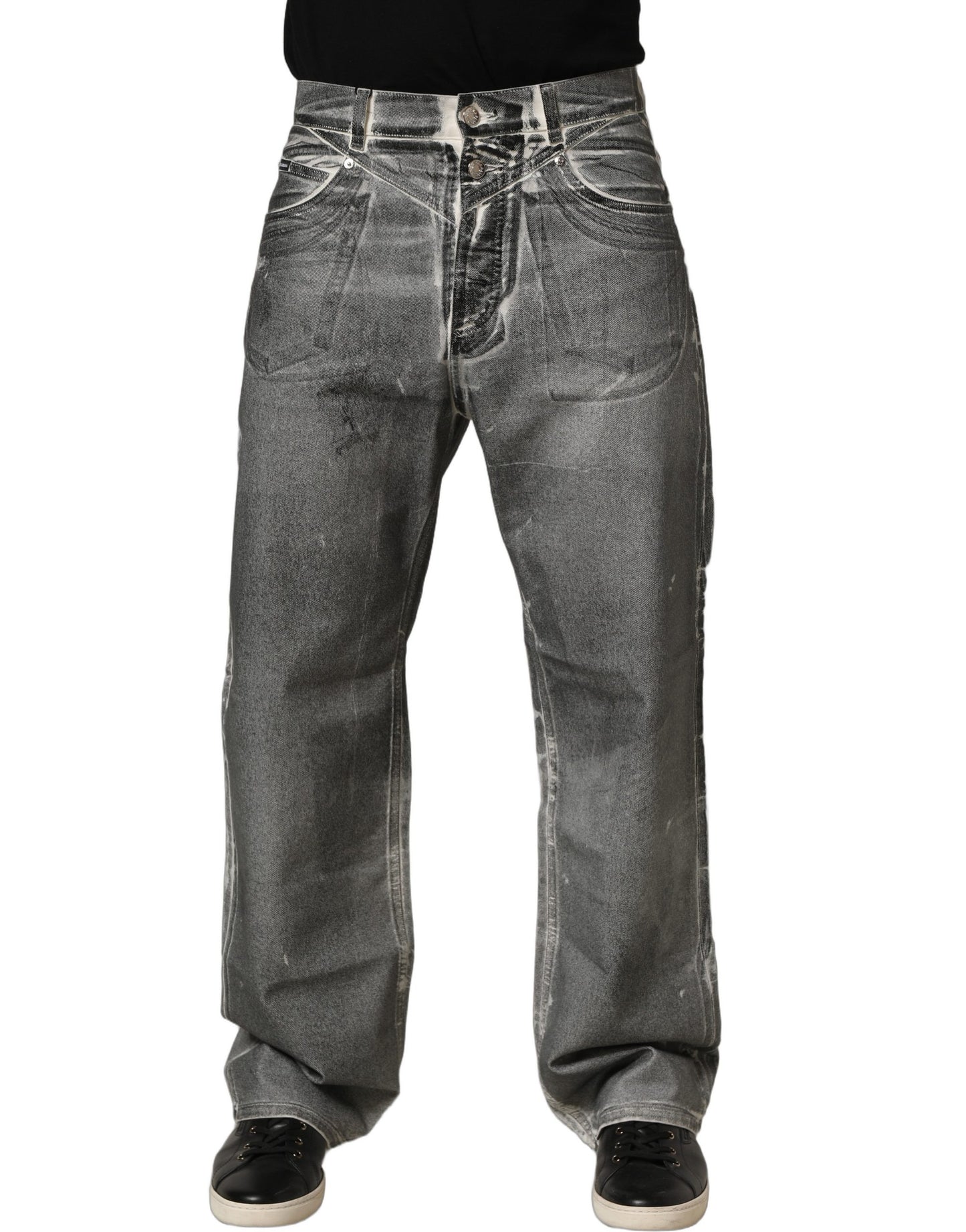 Dolce & Gabbana Grey Washed Mid Waist Straight Denim Jeans