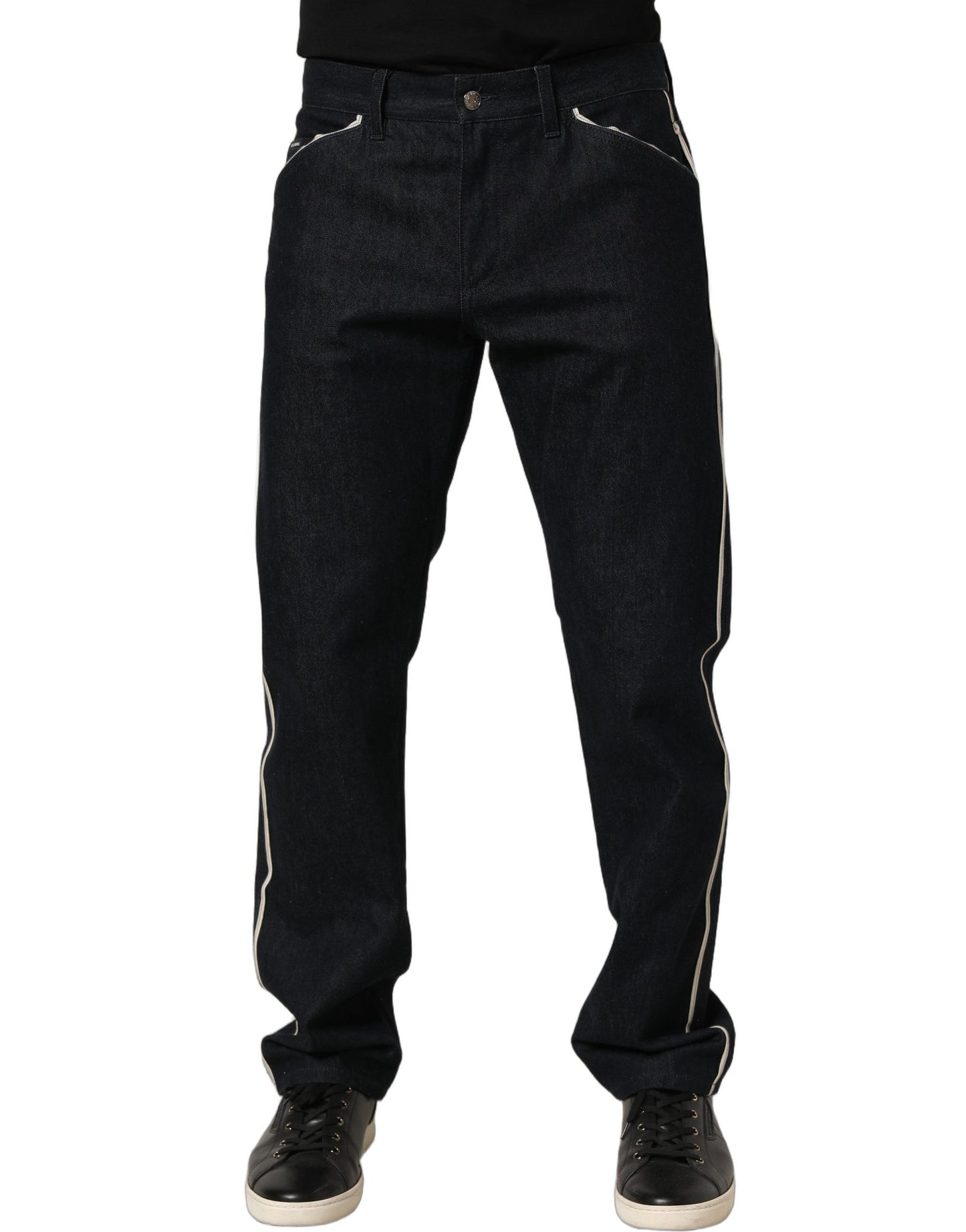 Dolce & Gabbana Black Cotton Mid Waist Classic Men Denim Jeans