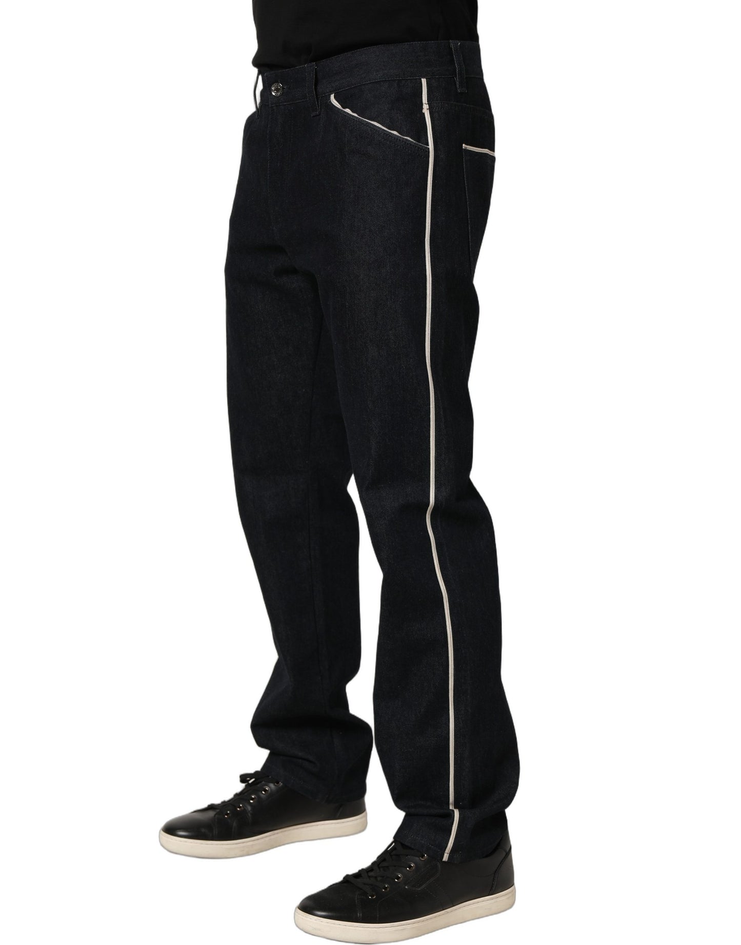 Dolce & Gabbana Black Cotton Mid Waist Classic Men Denim Jeans