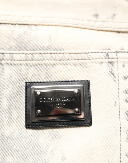 Dolce & Gabbana Beige Tie Dye Cotton Straight Men Denim Jeans