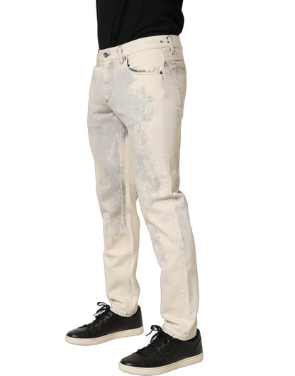 Dolce & Gabbana Beige Tie Dye Cotton Straight Men Denim Jeans
