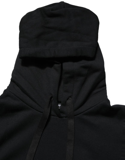 Dolce & Gabbana BlackWhite Appliqué Hooded Sweatshirt Sweater