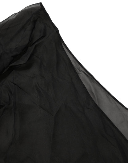 Dolce & Gabbana Black Wrap Sheer Chiffon One Shoulder Top