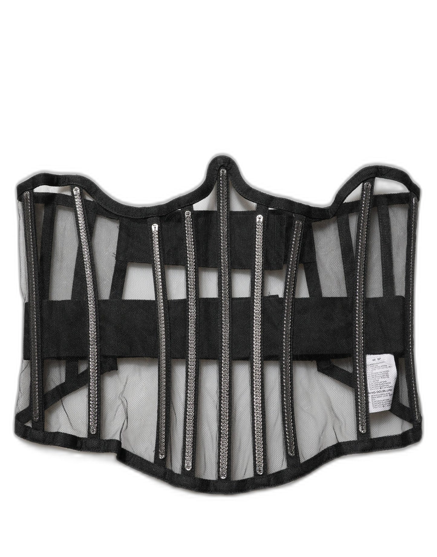 Dolce & Gabbana Black Sheer Tulle Bodysuit Cropped Corset Top