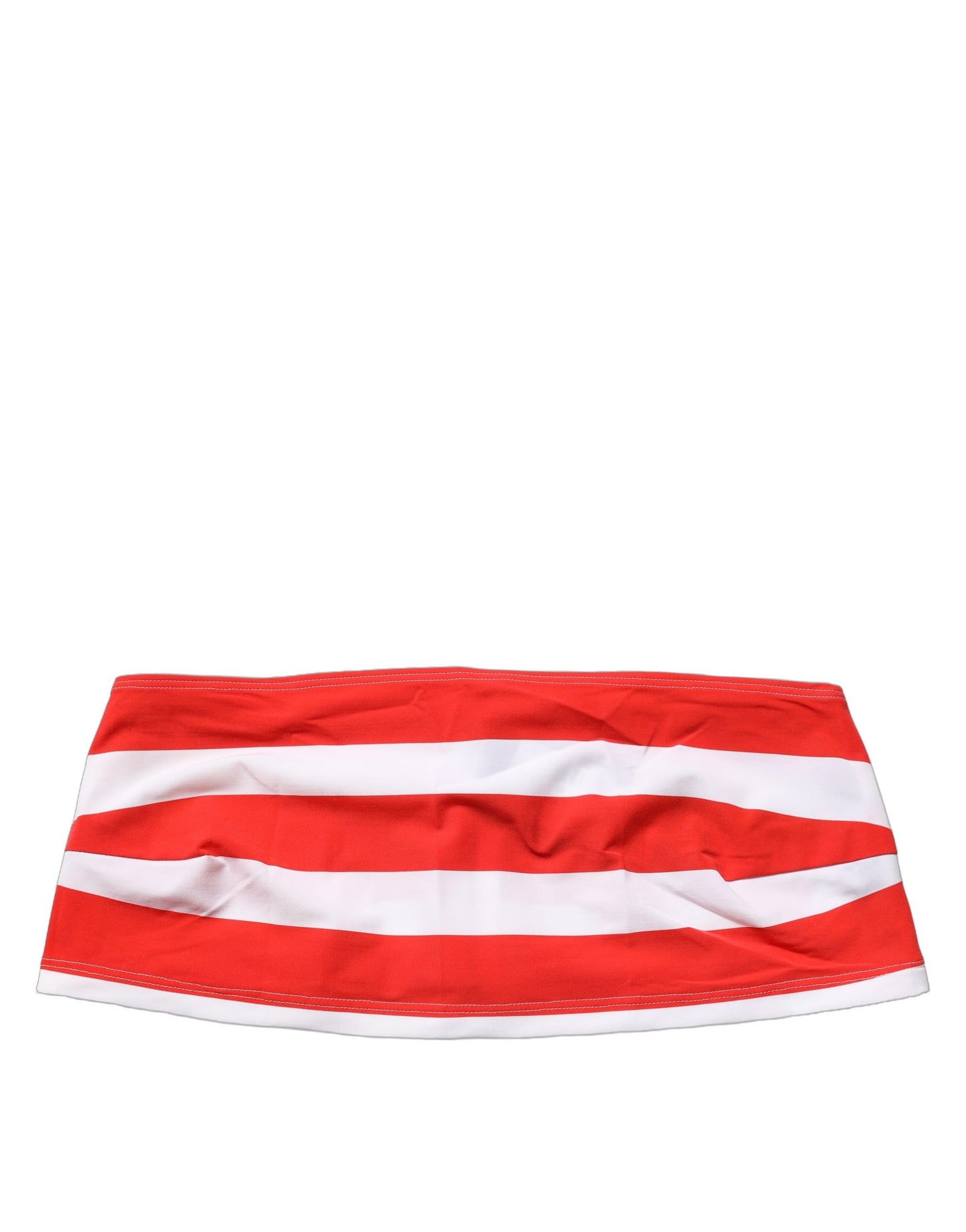 Dolce & Gabbana White Red Nylon Striped Ribbed Tube Crop Top