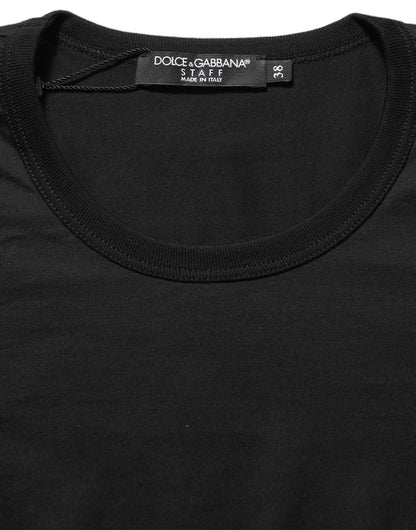 Dolce & Gabbana Black Cotton Round Neck Short Sleeve T-shirt