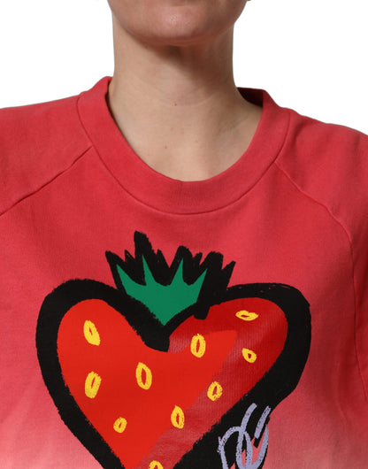 Dolce & Gabbana Multicolor StrawberryPrint Sweatshirt Sweater