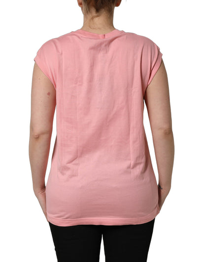 Dolce & Gabbana Pink Cotton DG Logo Round Neck Tank T-shirt