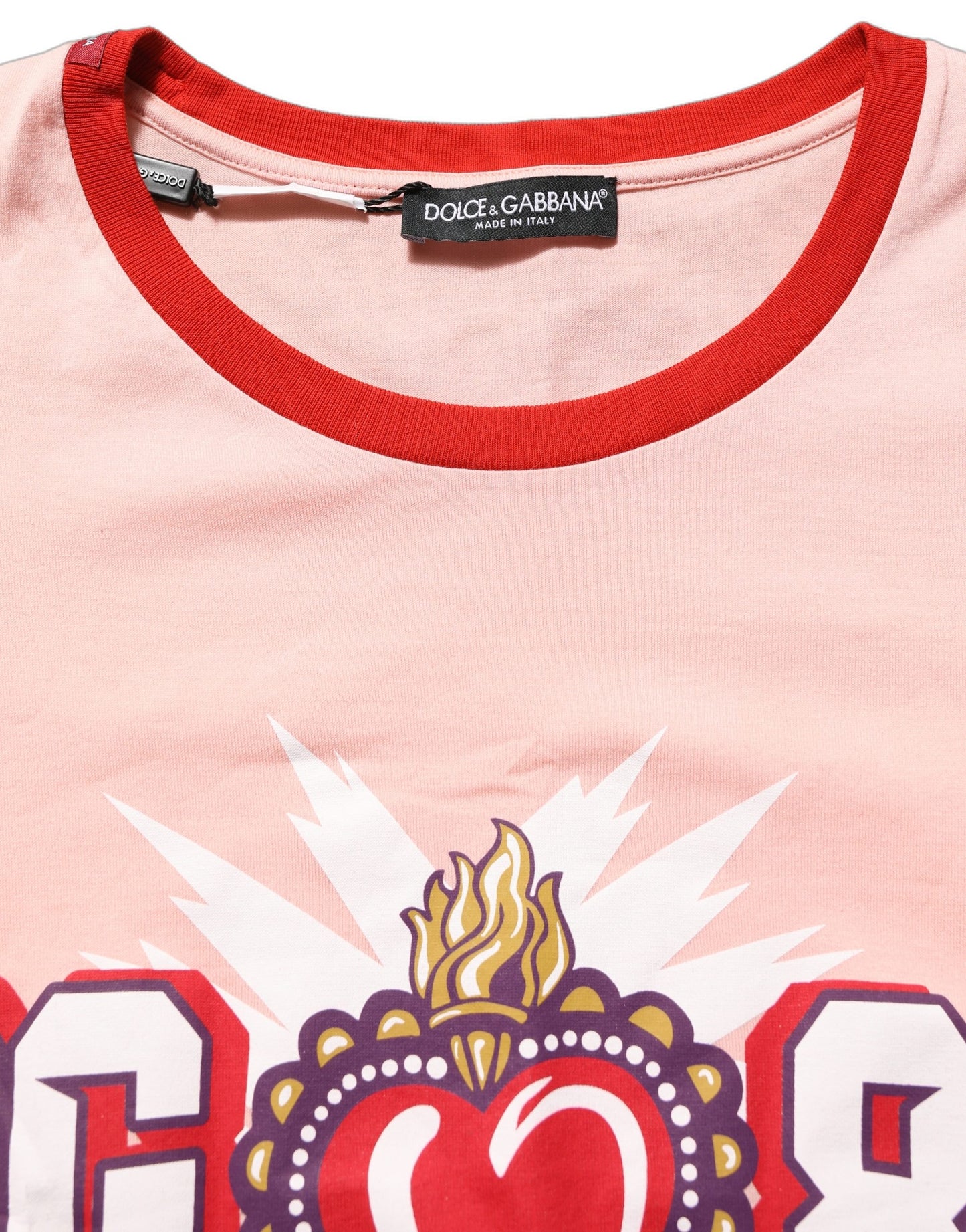 Dolce & Gabbana Pink Graphic Print Cotton Crew Neck T-shirt
