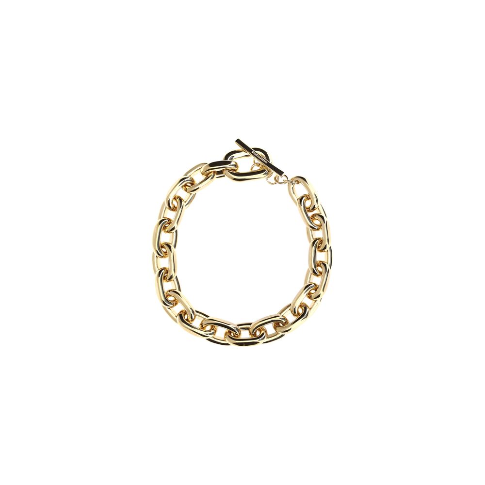 Necklace by Rabanne for women in bos taurus calf suede leather gold features an resplendent silhouette, showcasing a sophisticated chain statement necklace design from the Women's Gold Aluminium & Brass Necklace collection for a resplendent finish.