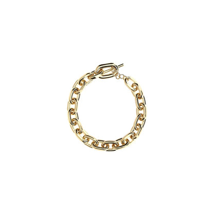 Necklace by Rabanne for women in bos taurus calf suede leather gold presents a artisanal silhouette, artfully highlighting the chain statement necklace design and artisanal Women's Gold Aluminium & Brass Necklace aesthetic for a sophisticated finish.