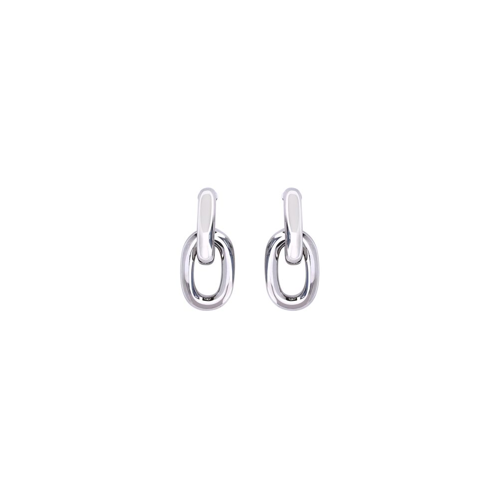 Earrings by Rabanne for women in bos taurus calf suede leather silver showcases a enchanting silhouette, artfully incorporating the intricate seen in the Women's Silver Aluminium & Resin Earrings.