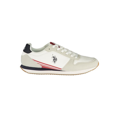 Athletic Sneakers by U.S. POLO ASSN. for men in polyurethane blue, red, white & print presents a sleek silhouette, perfectly capturing the athletic style essence of Men's Athletic Polyurethane Sneakers with its sleek design and premium finish.