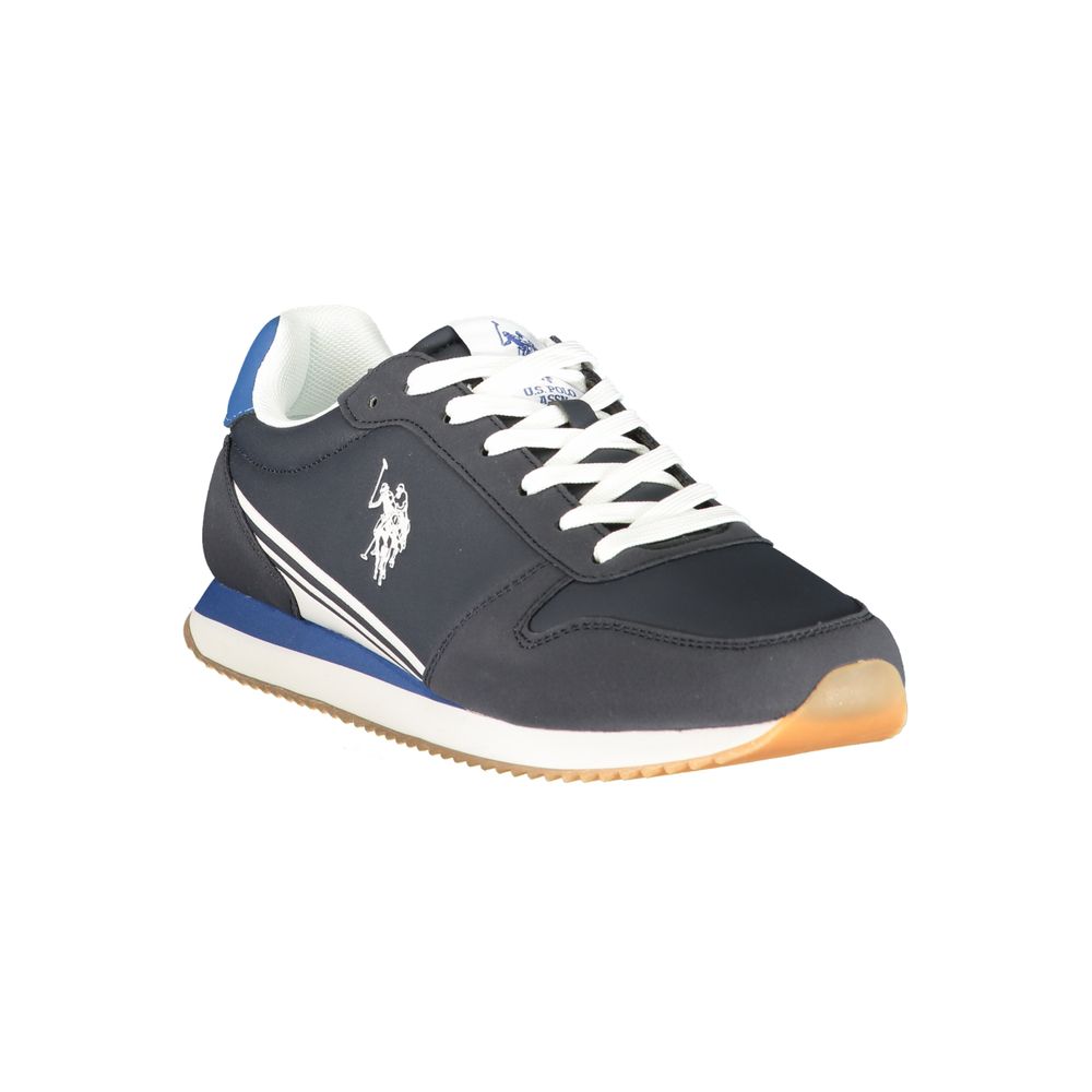 Athletic Sneakers by U.S. POLO ASSN. for men in polyurethane blue, white, signature & print showcases a architectural silhouette, artfully capturing the essence of the Men's Athletic Polyurethane Sneakers with its signature architectural athletic style construction.
