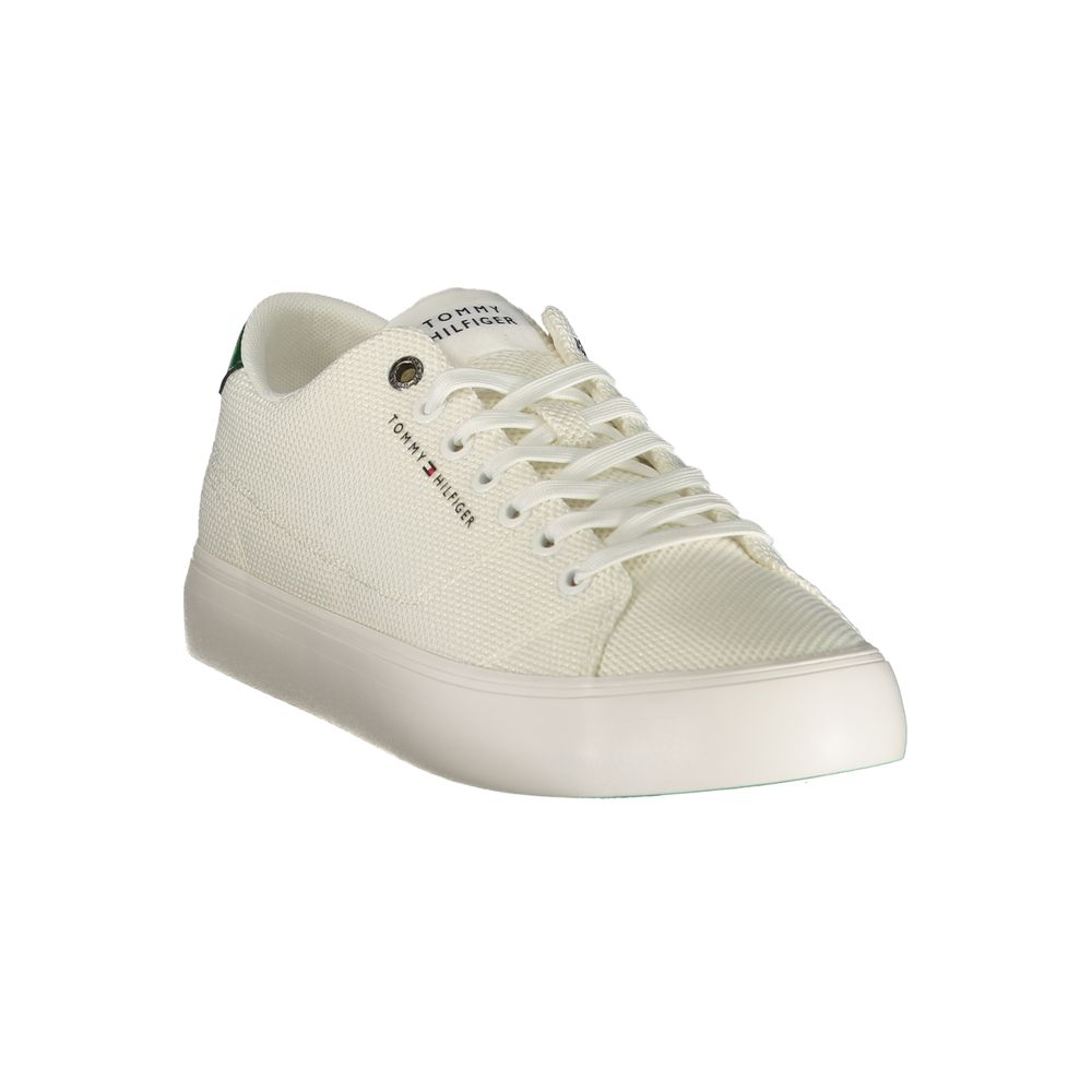 Athletic Sneakers by Tommy Hilfiger for men in polyester & polyurethane green & white showcases an impeccable silhouette, defined by an impeccable athletic style design that perfectly captures the essence of the Men's Athletic Polyester & Polyurethane Sneakers.