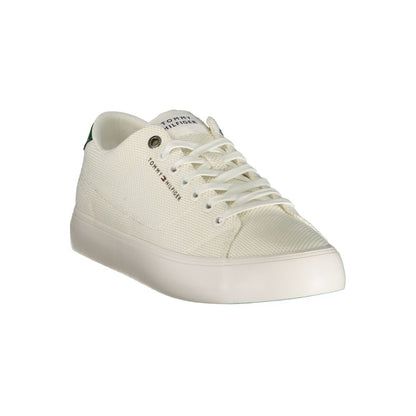 Athletic Sneakers by Tommy Hilfiger for men in polyester & polyurethane green & white showcases an impeccable silhouette, defined by an impeccable athletic style design that perfectly captures the essence of the Men's Athletic Polyester & Polyurethane Sneakers.
