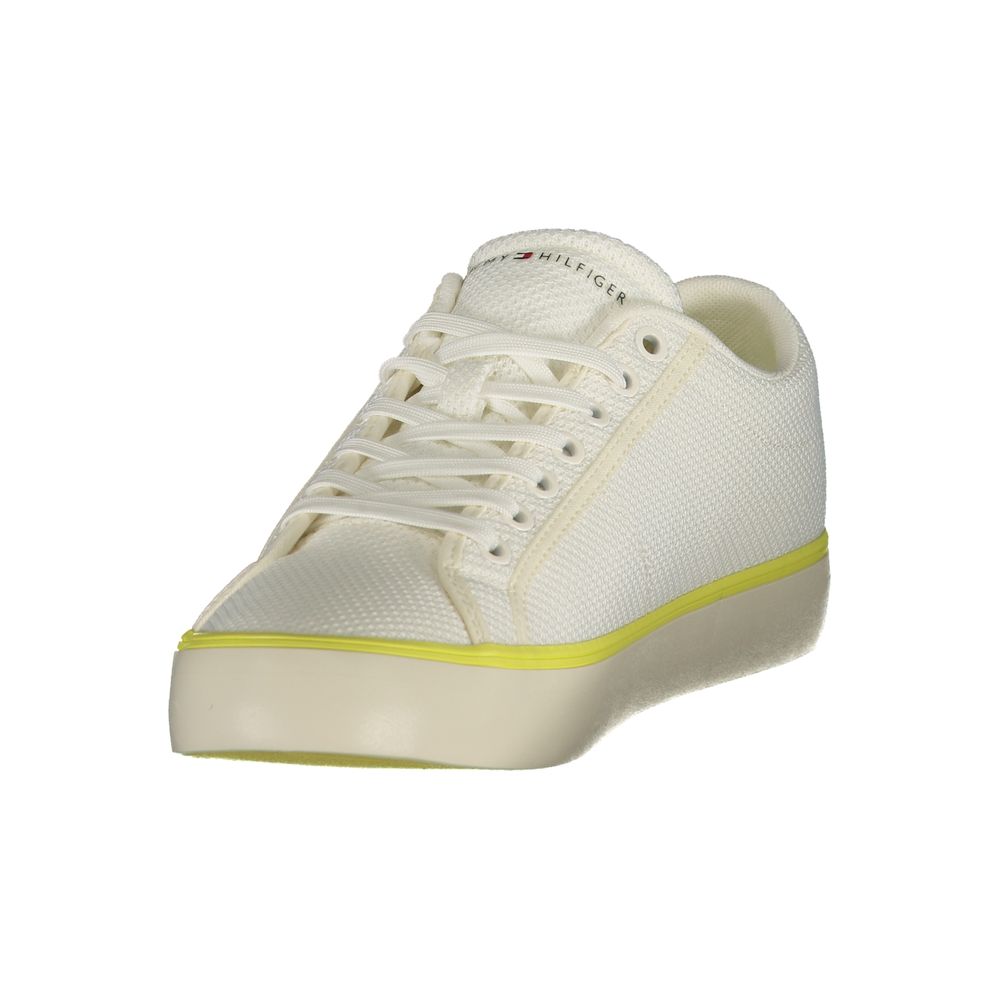Athletic Sneakers Tommy Hilfiger men polyester polyurethane leather white & yellow featuring a avant-garde Men's Athletic Polyester Polyurethane Leather Sneakers design with a avant-garde athletic style for a refined finish.