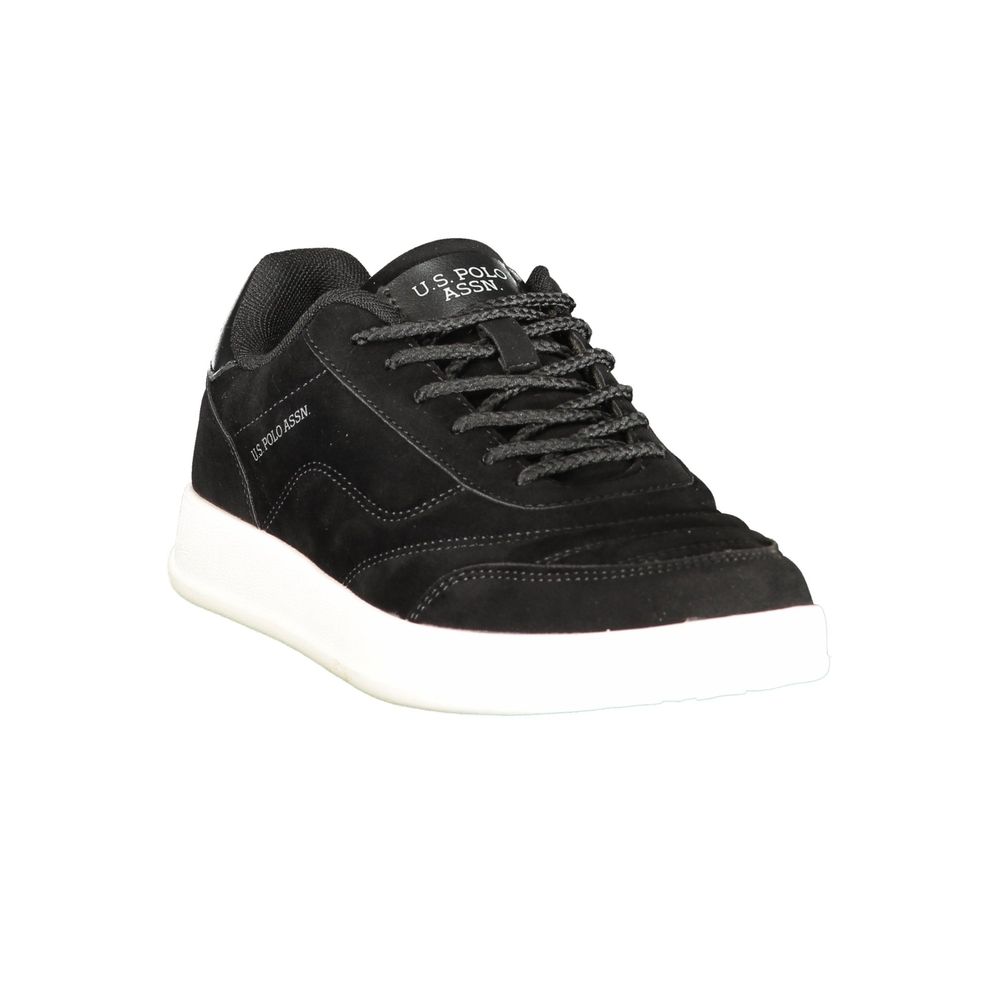 Athletic Sneakers by U.S. POLO ASSN. for women in polyester & polyurethane black & print showcases a architectural silhouette, artfully capturing the essence of the Women's Athletic Polyester & Polyurethane Sneakers with its signature architectural athletic style construction.