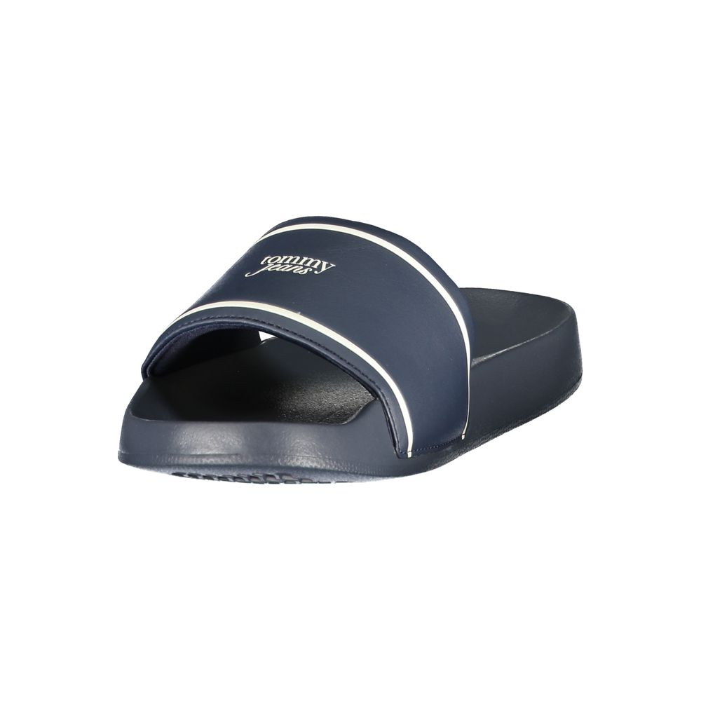 Sandals by Tommy Hilfiger for women in polyester & polyurethane blue & print showcases a sculptural silhouette as Women's Polyester & Polyurethane Sandals, defined by a sculptural and sculptural for a sculptural look.