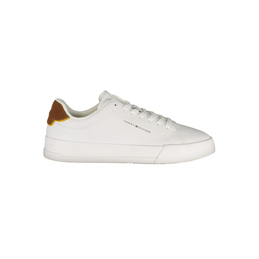 Athletic Sneakers by Tommy Hilfiger for men in polyester brown, white & print presents a sleek silhouette, perfectly capturing the athletic style essence of Men's Athletic Polyester Sneakers with its sleek design and premium finish.