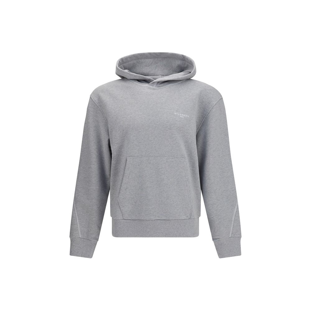 Sweatshirt Hoodie by Givenchy for men in cotton gray & signature features an dramatic silhouette, showcasing a sophisticated hooded neckline and dramatic for a refined, modern aesthetic.