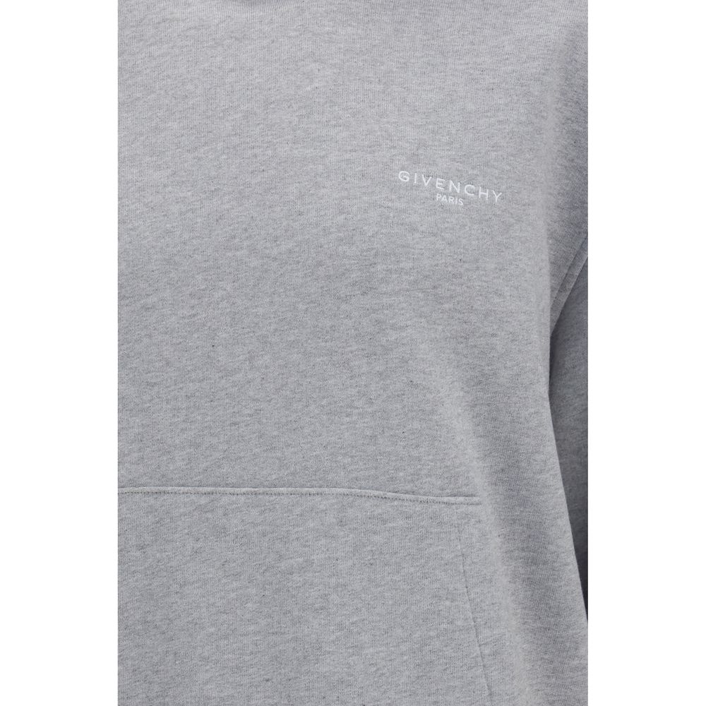 Sweatshirt Hoodie by Givenchy for men in cotton gray & signature features an avant-garde silhouette, showcasing a sophisticated hooded neckline and detail for a truly avant-garde finish.