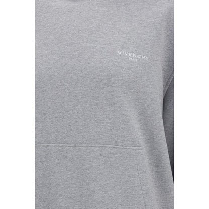 Sweatshirt Hoodie by Givenchy for men in cotton gray & signature features an avant-garde silhouette, showcasing a sophisticated hooded neckline and detail for a truly avant-garde finish.