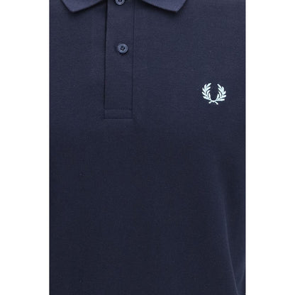 Polo Shirt by Fred Perry for men in cotton blue & signature showcases a sharp silhouette, detailed with a refined and sharp for a sophisticated finish.