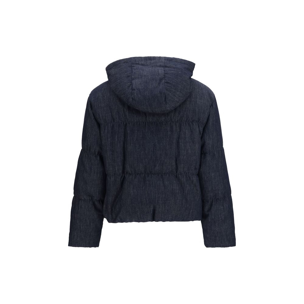 Hooded Windbreaker Jacket by Brunello Cucinelli for women in cotton blue features an magnificent silhouette, showcasing the sophisticated hooded neckline and functional pockets, hooded, insulated & windproof for a premium, magnificent look.