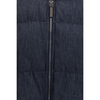 Hooded Windbreaker Jacket by Brunello Cucinelli for women in cotton blue features an stylish silhouette, showcasing a sophisticated and performance-driven pockets, hooded, insulated & windproof for a premium, stylish look.