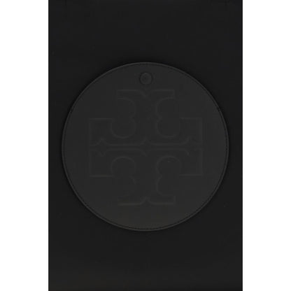 Tote Handbag by Tory Burch for women in nylon fabric black & signature features a contemporary silhouette, showcasing a secure zipper & magnetic, ample laptop-compartment, and contemporary handle for a sophisticated look.