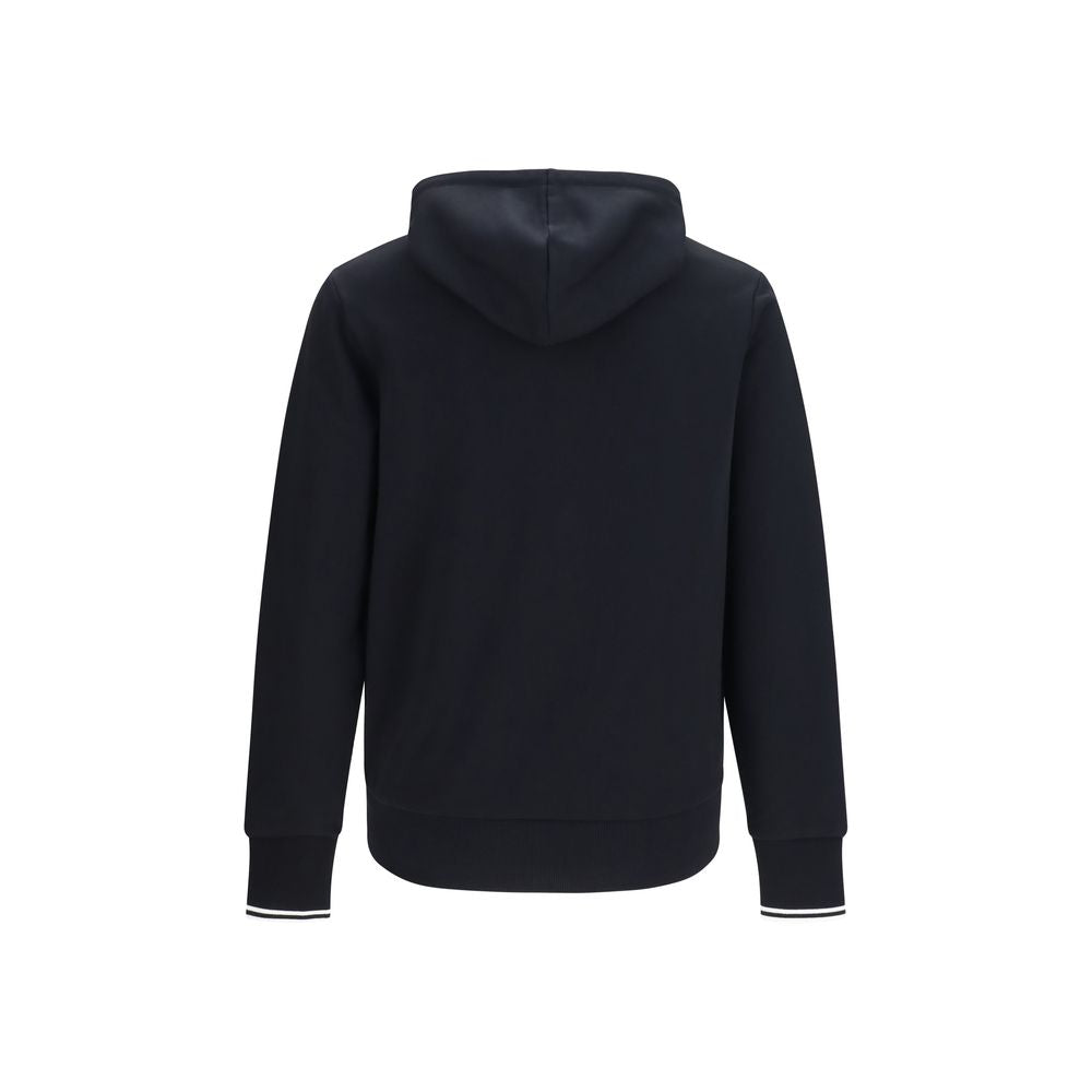 Sweatshirt Hoodie by Fred Perry for men in cotton black, signature & striped features an dramatic silhouette, showcasing a sophisticated hooded neckline and dramatic for a refined, modern aesthetic.