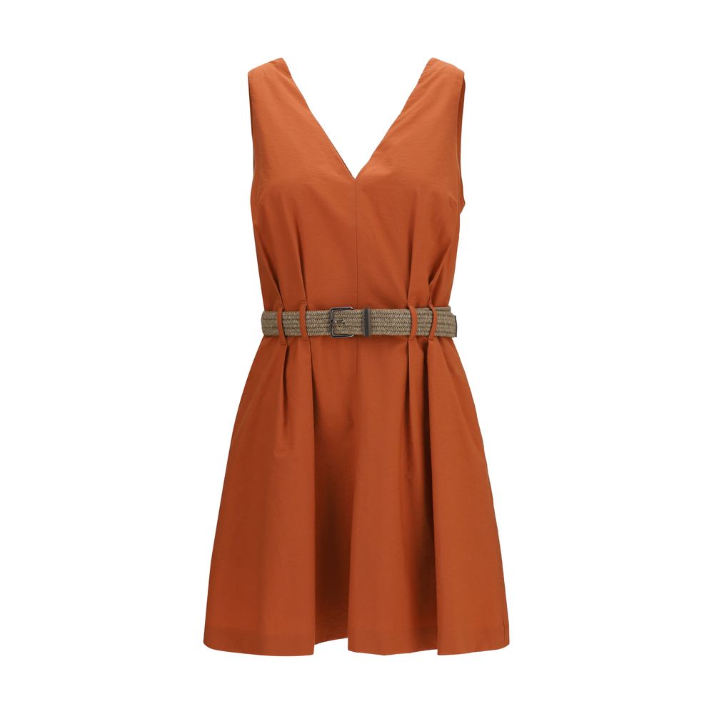 Dress by Brunello Cucinelli for women in polyamide cotton natural & orange features an magnificent silhouette, artfully detailed with a magnificent v-neck neckline and sleeveless that flows into an magnificent short.