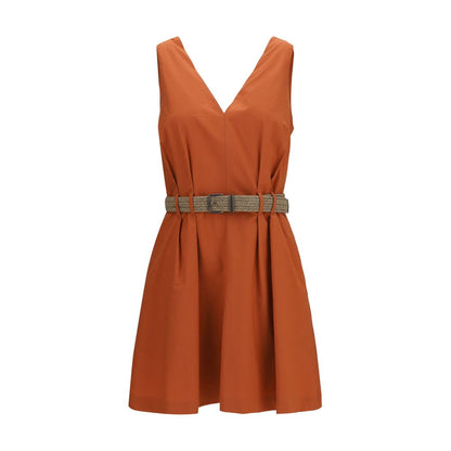 Dress by Brunello Cucinelli for women in polyamide cotton natural & orange features an magnificent silhouette, artfully detailed with a magnificent v-neck neckline and sleeveless that flows into an magnificent short.