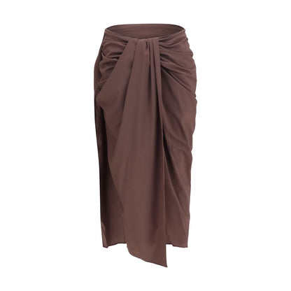 Jacquemus Brown Polyester Midi Skirt