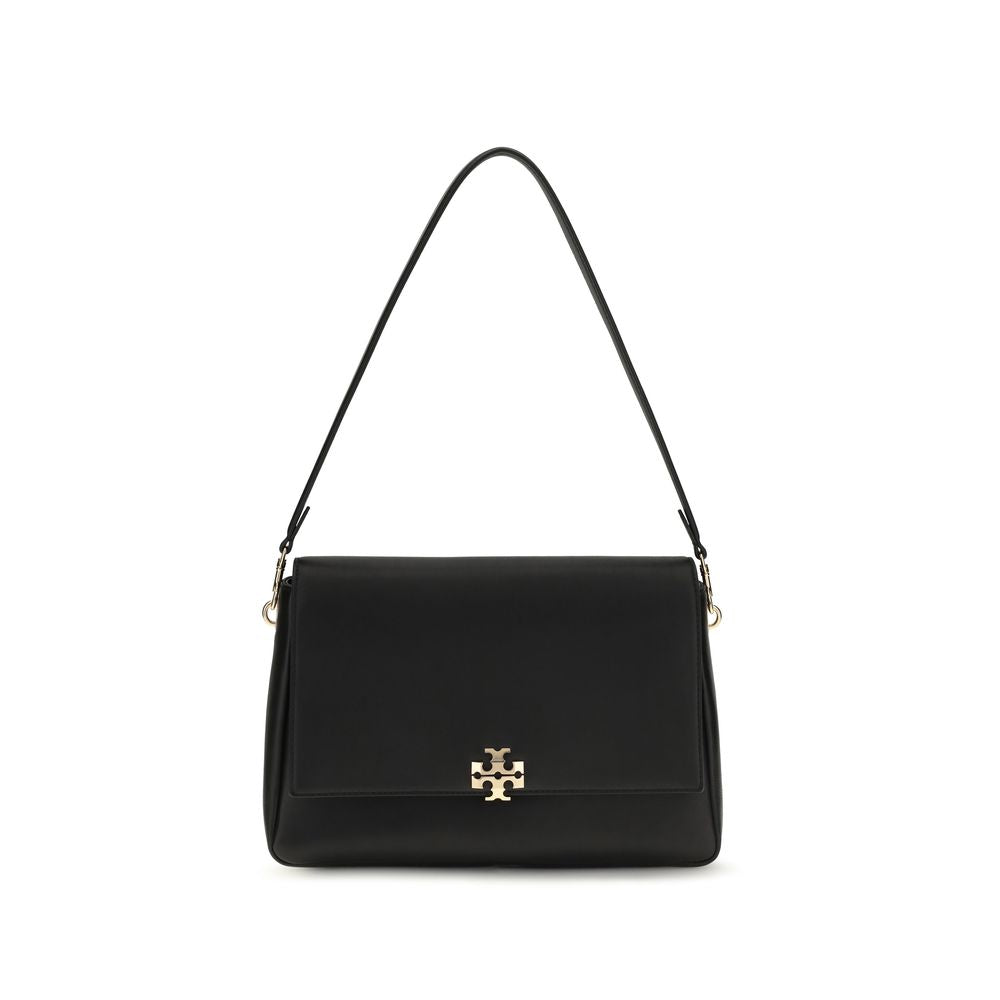 Shoulder Flap Bag by Tory Burch for women in bos taurus calf suede leather black features a distinguished silhouette, showcasing a secure flap, zipper & magnetic and distinguished with versatile shoulder-strap for a distinguished finish.