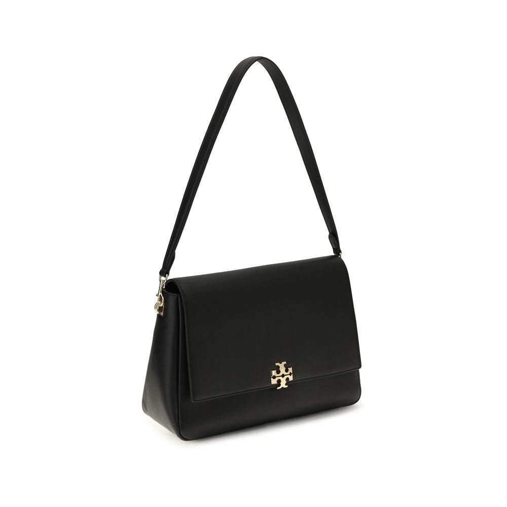 Shoulder Flap Bag by Tory Burch for women in bos taurus calf suede leather black features a effortless chic silhouette with a secure flap, zipper & magnetic, ample , and versatile shoulder-strap for a effortless chic finish.