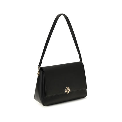Shoulder Flap Bag by Tory Burch for women in bos taurus calf suede leather black features a effortless chic silhouette with a secure flap, zipper & magnetic, ample , and versatile shoulder-strap for a effortless chic finish.