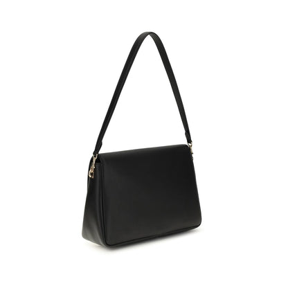 Shoulder Flap Bag by Tory Burch for women in bos taurus calf suede leather black presents a versatile silhouette, showcasing a secure flap, zipper & magnetic and versatile with versatile shoulder-strap for a sophisticated look.