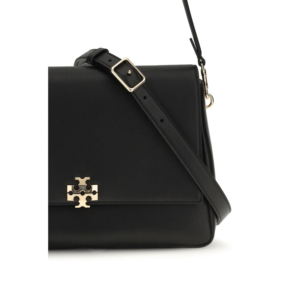 Shoulder Flap Bag by Tory Burch for women in bos taurus calf suede leather black features a effortless sophistication silhouette, secured by a flap, zipper & magnetic with ample and versatile shoulder-strap for a effortless sophistication finish.