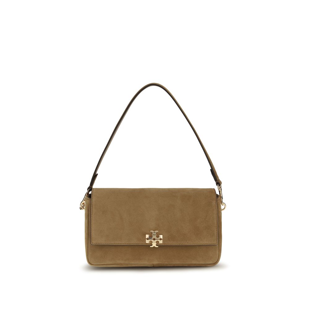 Mini Shoulder Bag by Tory Burch for women in suede leather beige features an effortlessly chic silhouette with a secure zipper & magnetic, ample , and versatile shoulder-strap for effortlessly chic everyday luxury.